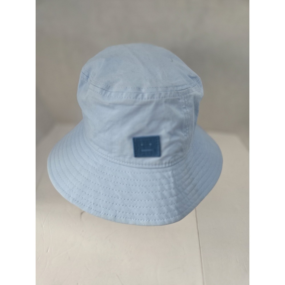 Acne Studios Bucket Hat Smile Face Light Blue Buko Cotton Twill Discont Unisex